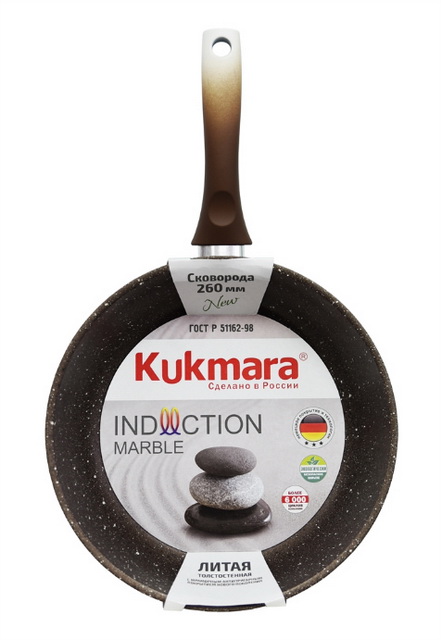 Сковорода 260мм с ручкой антипригарное покрытие кофейный  мрамор смки260а M.I.*5