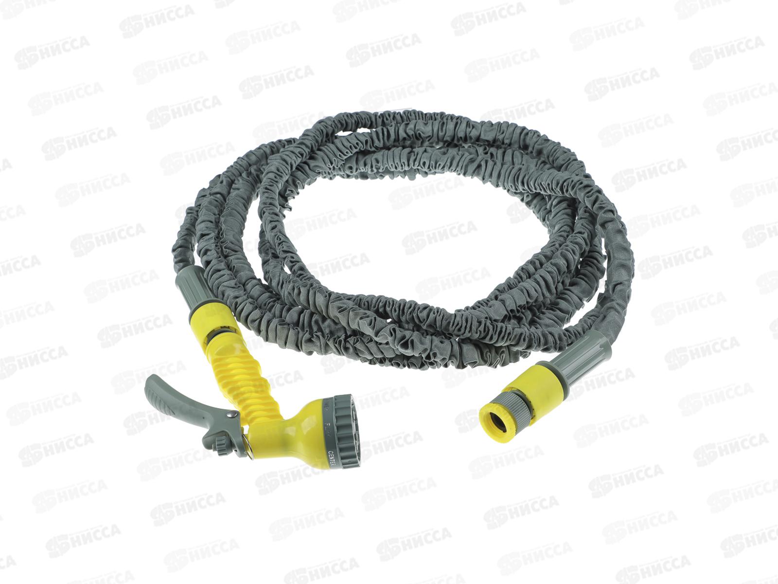 Шланг поливочный растягивающийся 15м тканевая оплетка с пистолетом 1/2 168-004 г