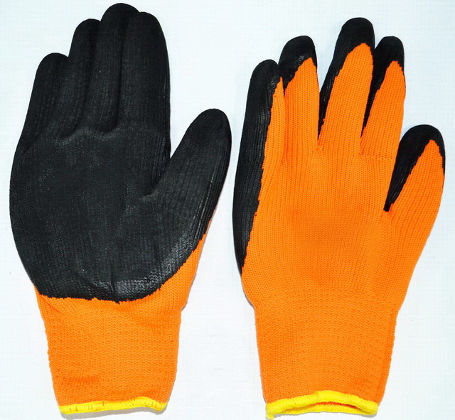 Перчатки хлопчатобумажные облитые черный прорезиненные наладонники Зима R-137 *12/480
