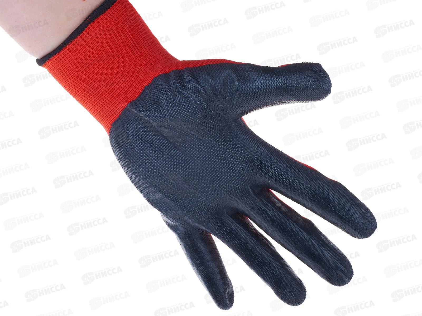 Перчатки нейлоновые №10 красные/черные №1 *12/960