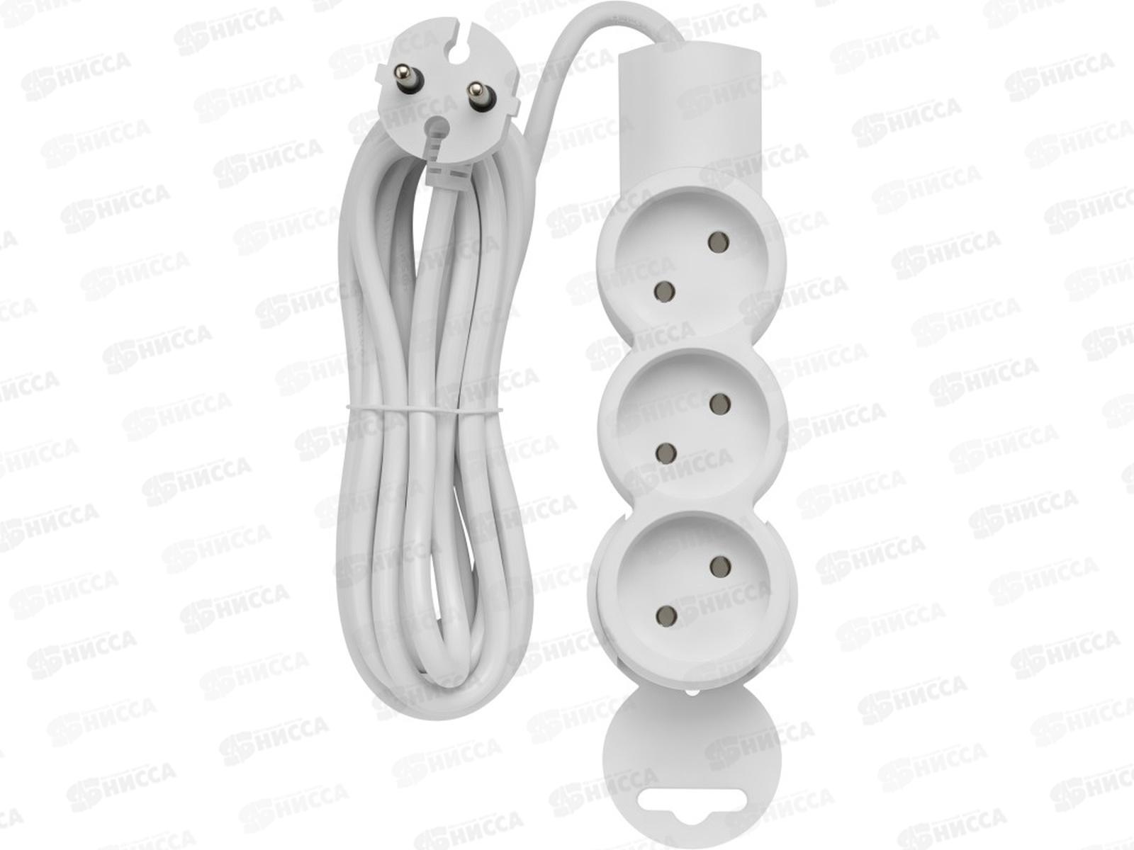 Удлинитель бытовой REV  3м  3 гнезда, розетки евростандарт без заземления, 2200Вт, 32002 *50