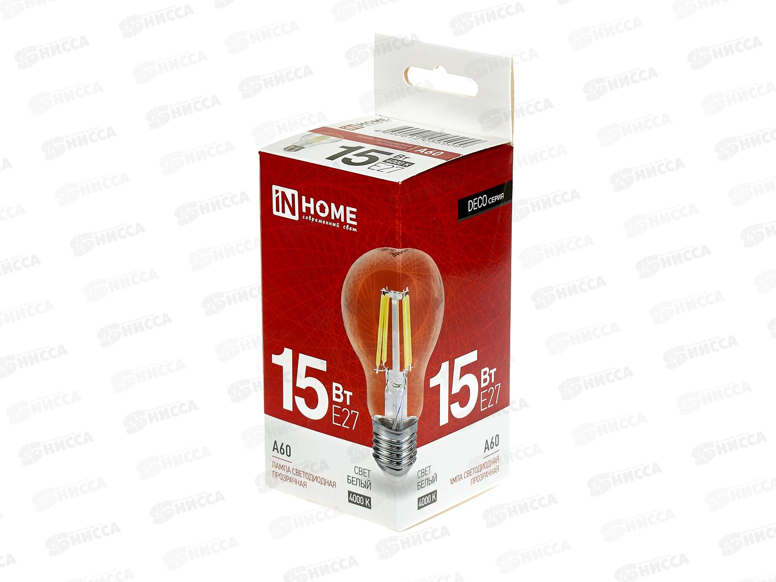 Лампа светодиодная IN HOME LED-A60-VC 15Вт E27 4000К 1350Лм *100