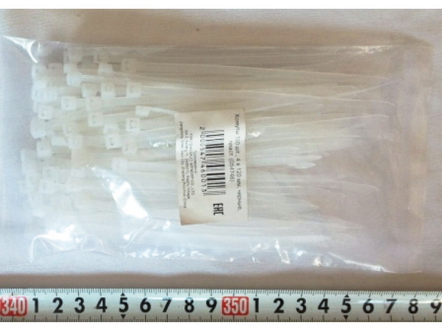 Хомут нейлоновый 4*120мм 100шт светлый пластмассовый  (054746)  Ж