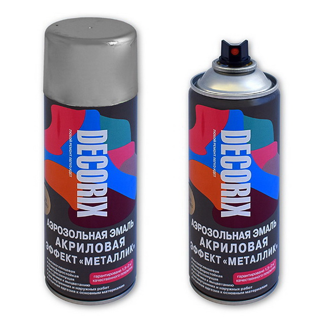 Аэрозольная эмаль "металлик" DECORIX, 520мл, серебро *12