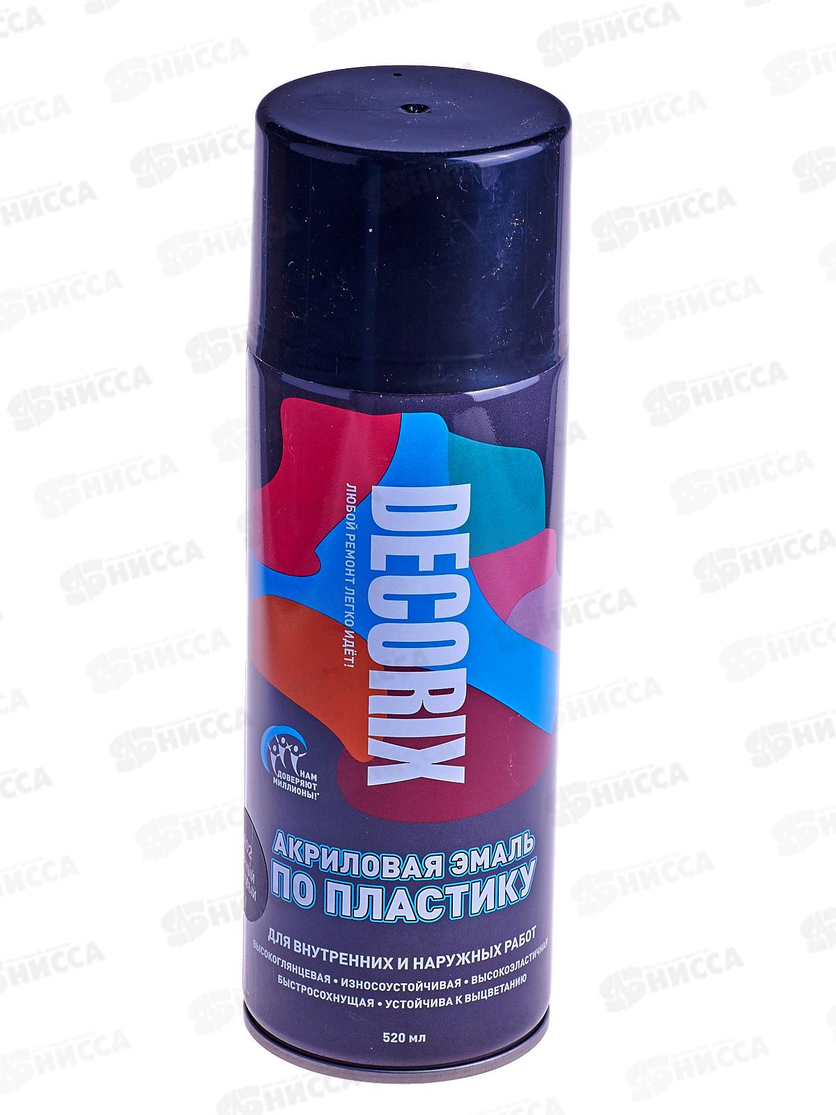 Аэрозольная эмаль по пластику DECORIX, 520мл, черный матовый *12