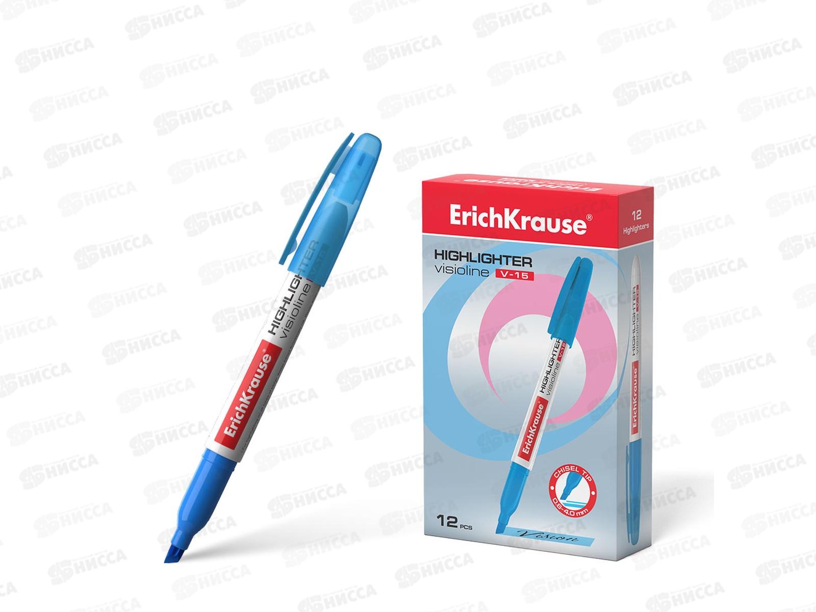 Маркер Erich Krause V-15 текстовый, голубой,30969 *12/144