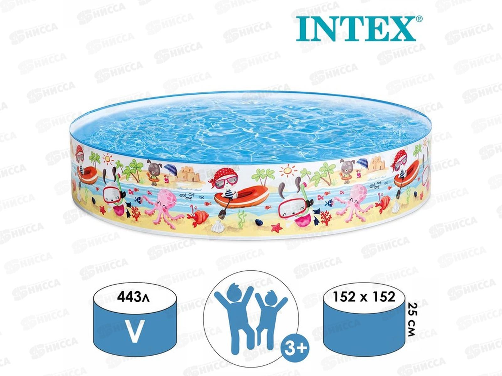 Бассейн 56451 (152*25см) Веселье на пляже, жесткий борт от 3лет  *6