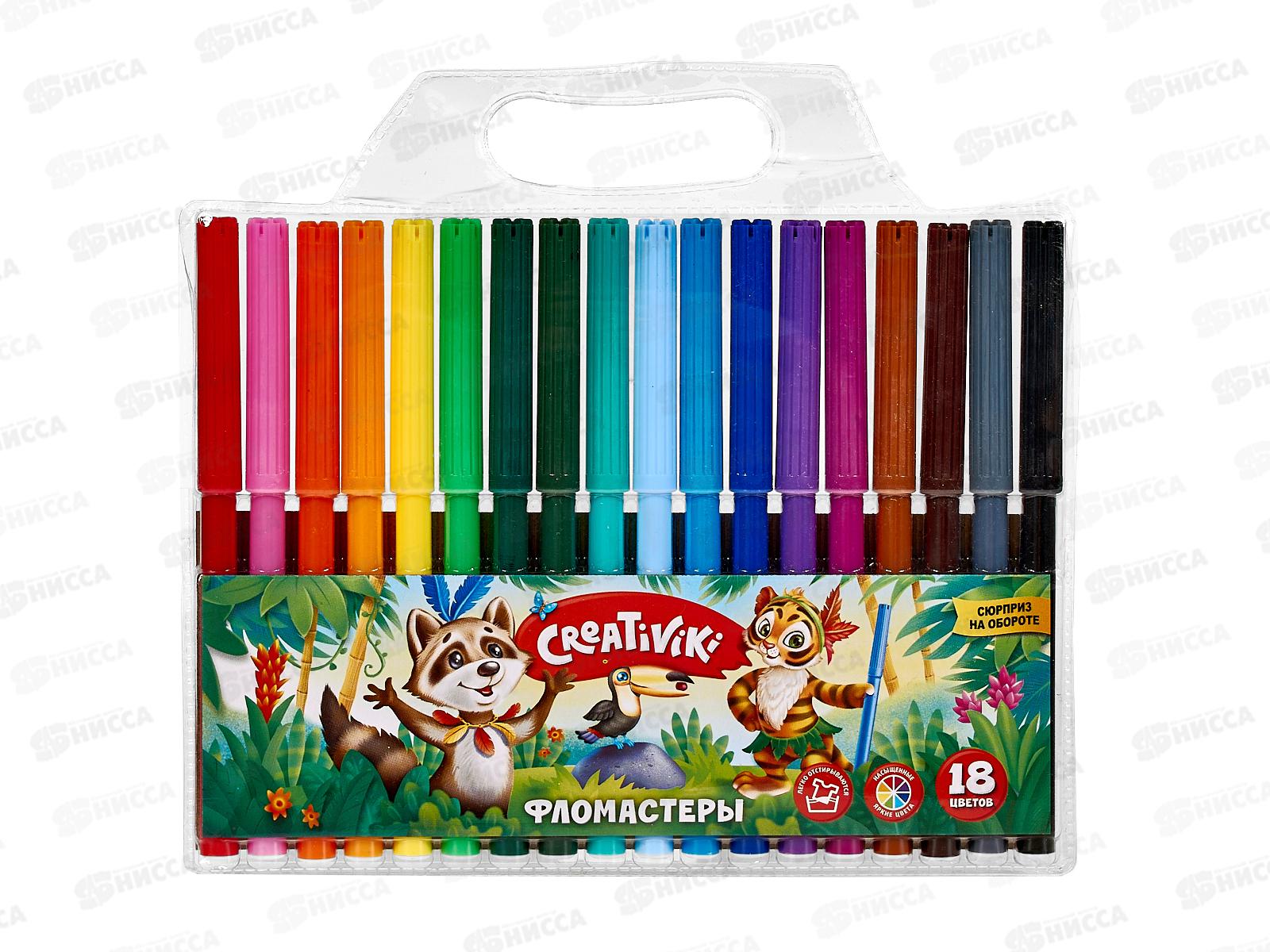 Фломастеры 18 цветов Creativiki круглый корпус ФЛВ18КР*12/144