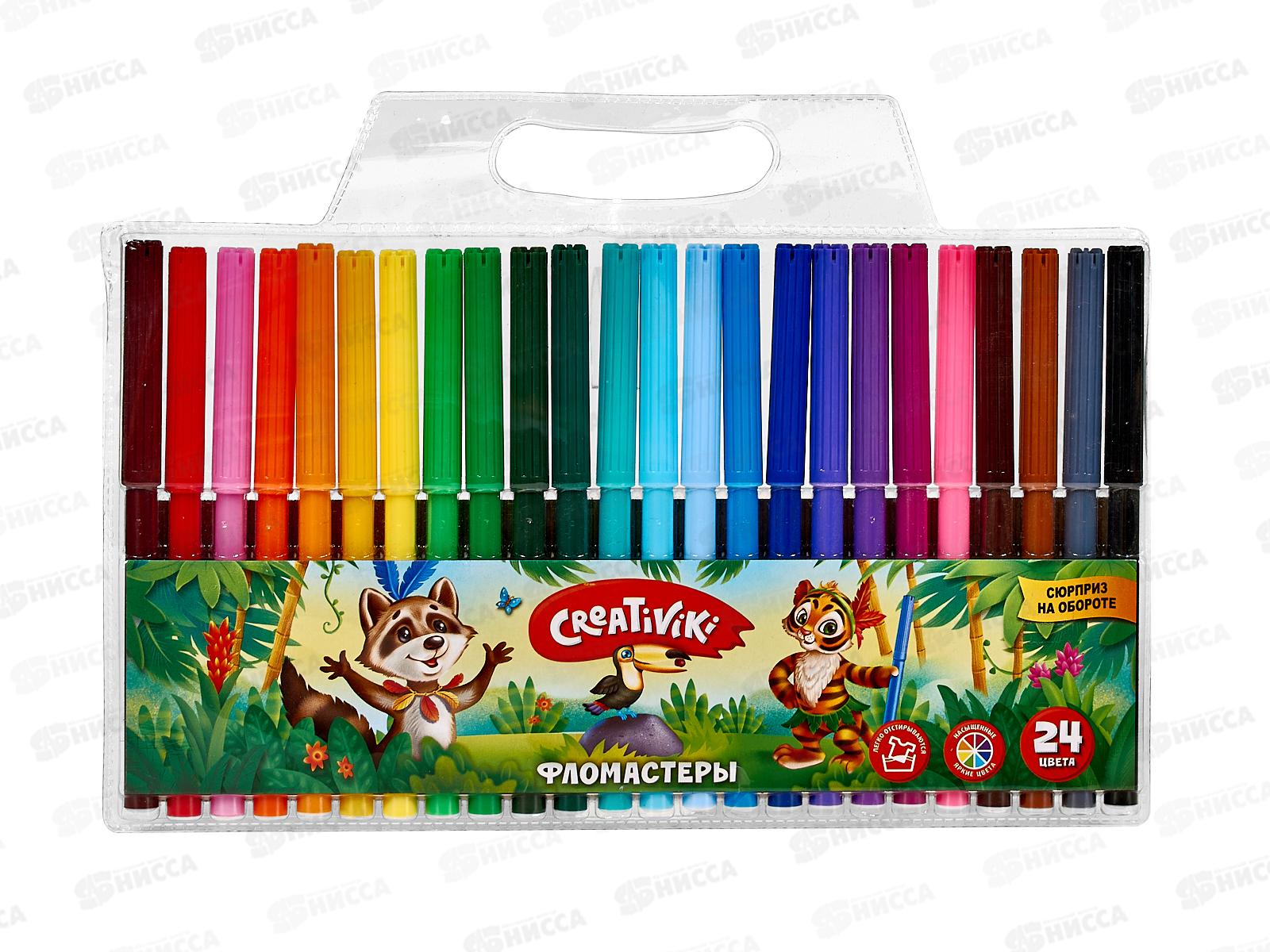 Фломастеры 24 цвета Creativiki круглый корпус ФЛВ24КР*12/144