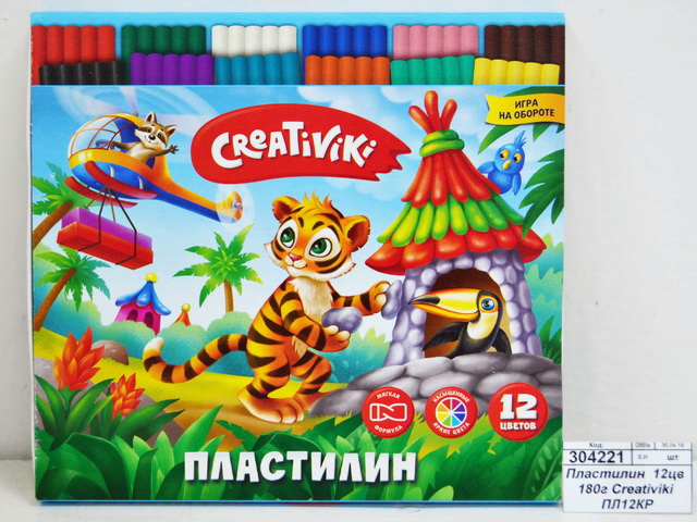 Пластилин 12 цветов 180гр Creativiki ПЛ12КР *2/32