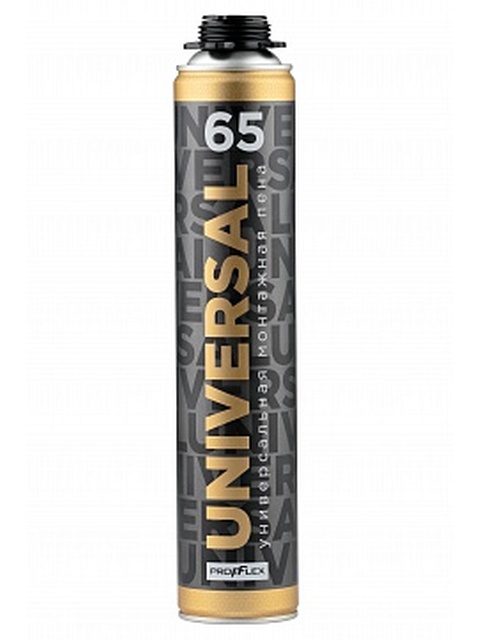Пена монтажная Profflex UNIVERSAL 65 всесезонная (-16..+35), до 65л, 850мл, под пистолет *12/720