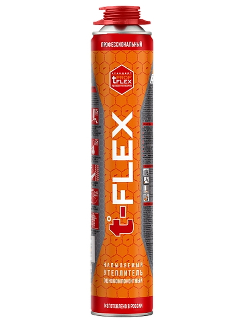 Утеплитель напыляемый Profflex t-FLEX, выход 50-55л до 2.2кв.м при толщине 30мм, 850мл *12