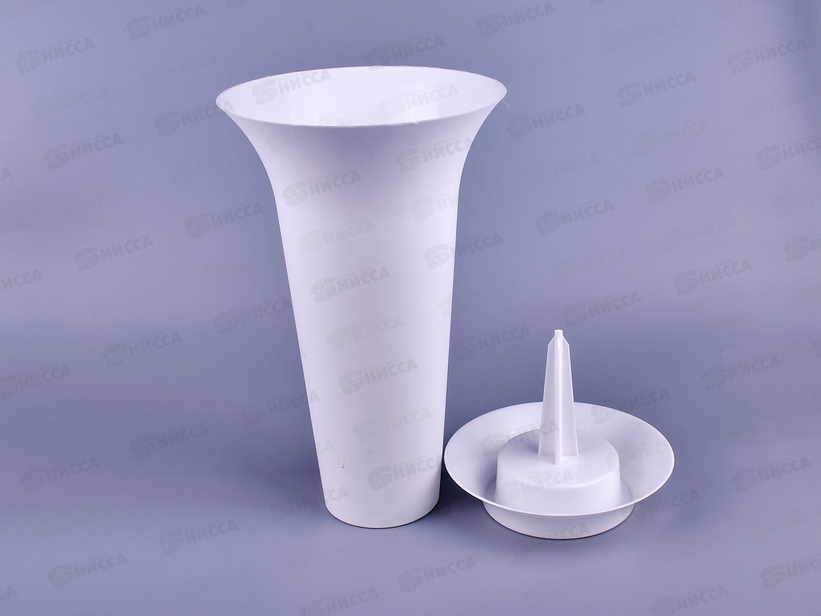 Ваза для цветов под срезку диаметр 190мм высота 410мм с колышком белая, М3048 *12