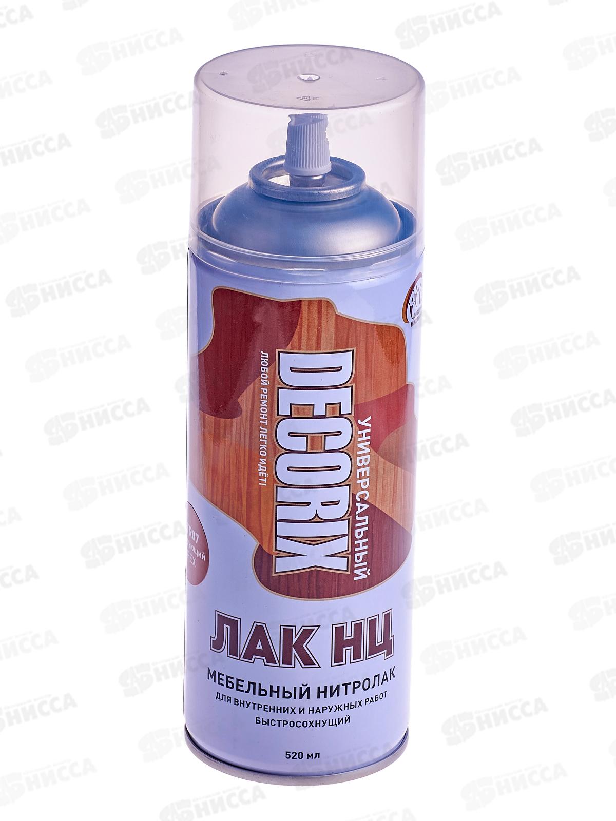 Аэрозольный лак НЦ мебельный DECORIX, 520мл, орех *12