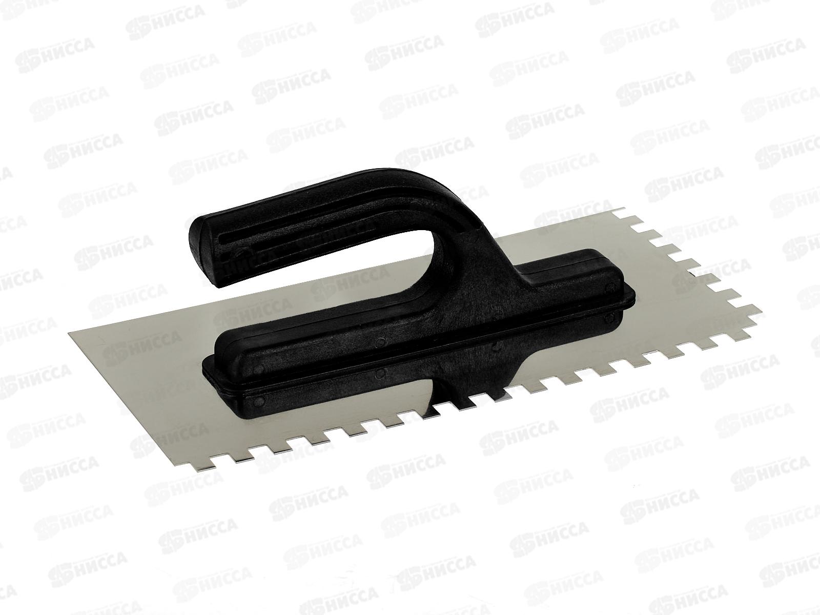 Кельма нержавеющая 130х270мм зуб 8х8мм, пластмассовая рукоятка, 1411102 *30