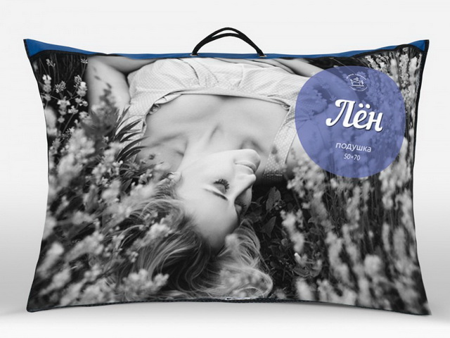 Подушка Лен 50*70 упругая 70% хлопок 30% лен ПЛН-57