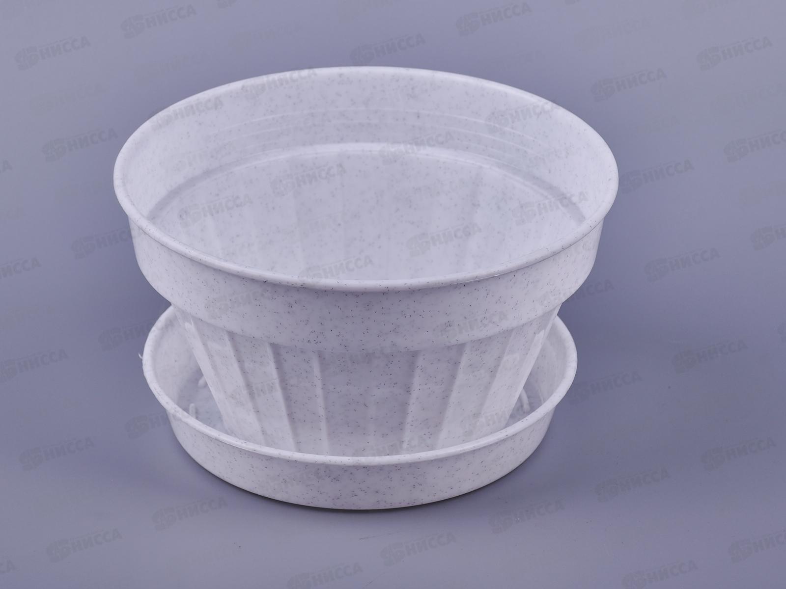 Кашпо  ВИОЛЕТ КЛАССИК 1л  с поддоном мраморное *60 (Ангора)