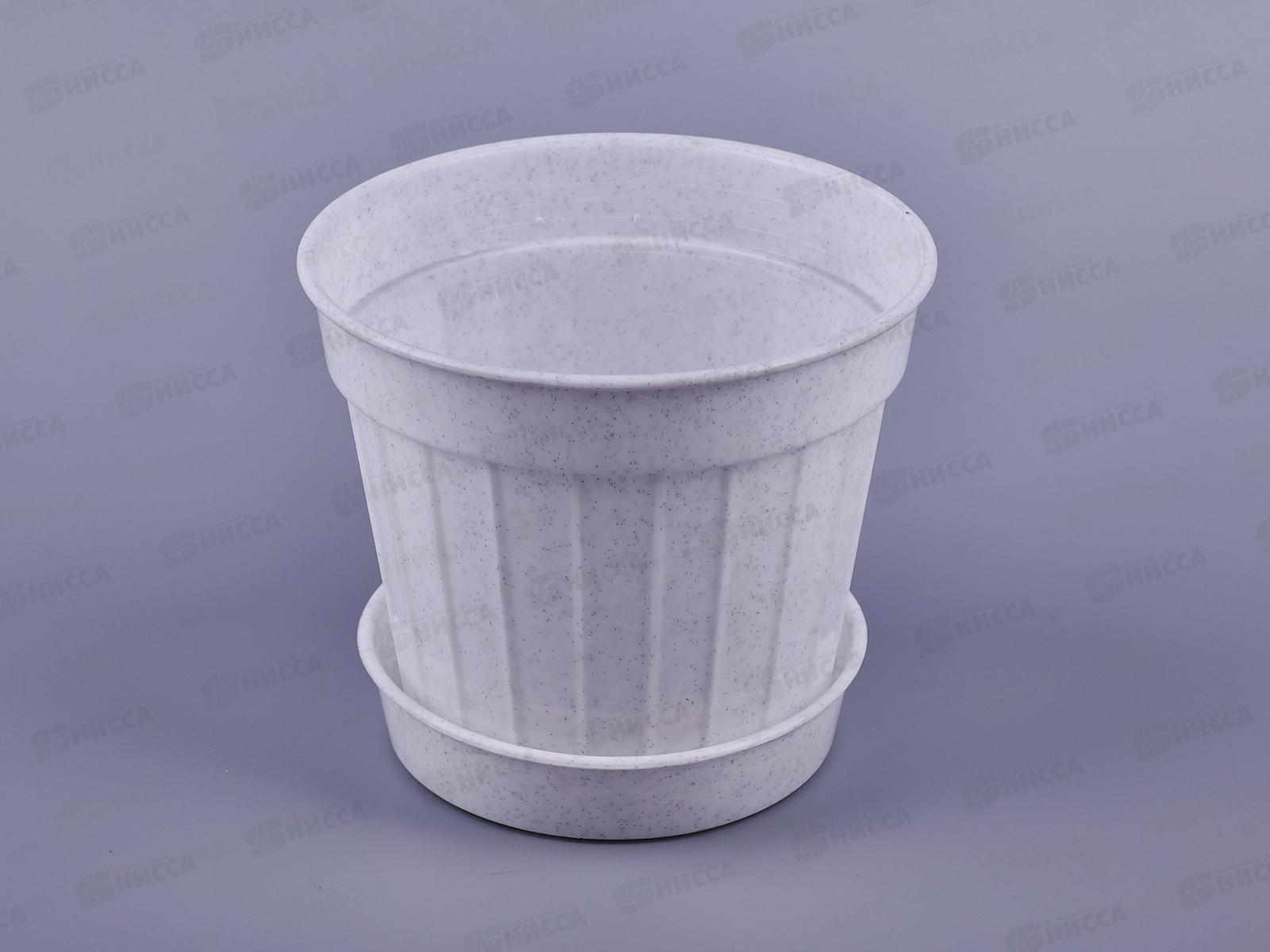 Кашпо  КЛАССИК №4 с поддоном 1,1л мраморное *60 (Ангора)