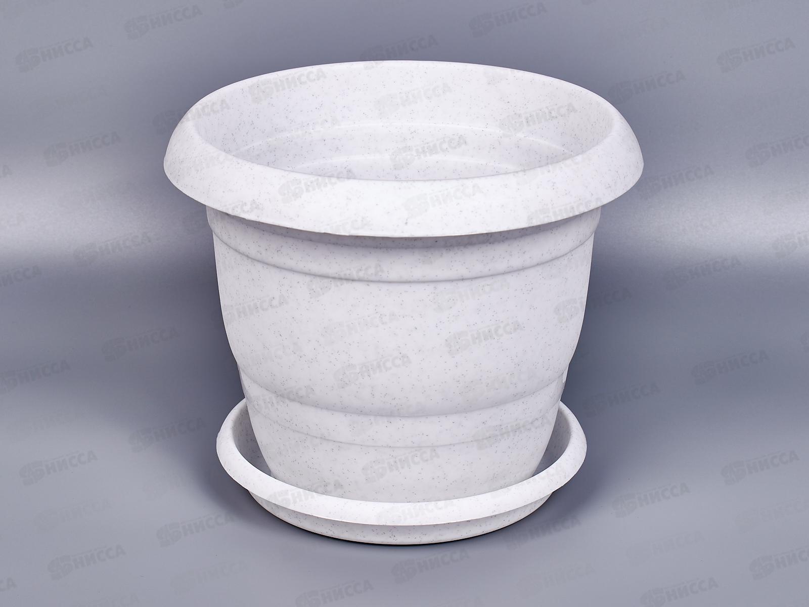 Кашпо ТОПРАК 3л с поддоном мраморное *40 (Ангора)