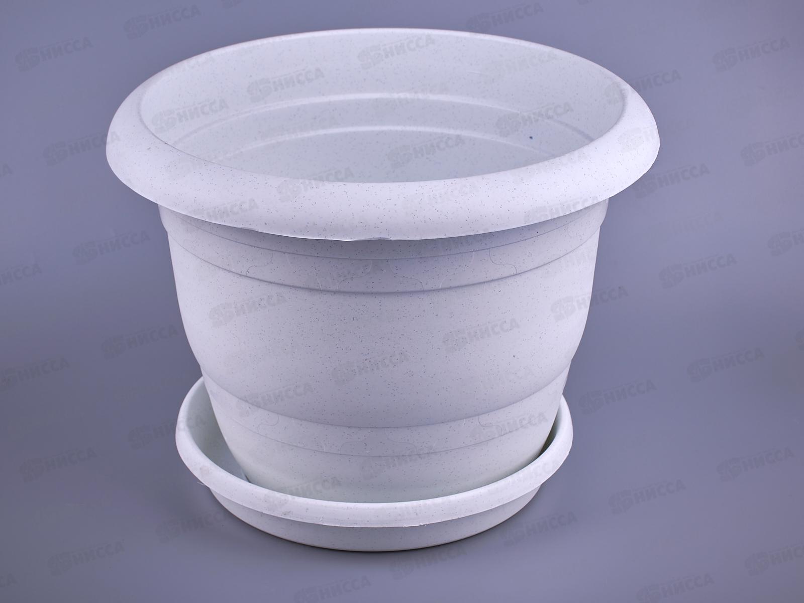 Кашпо ТОПРАК 8,5л с поддоном мраморное *20 (Ангора)