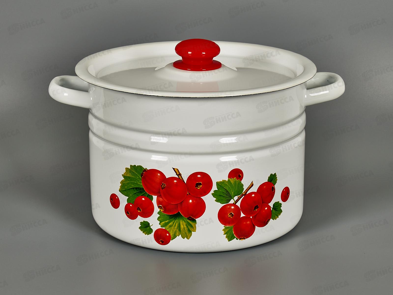 Кастрюля 8,0л цилиндрическая декорированная с пластмассовой кнопкой С1620.3 *2