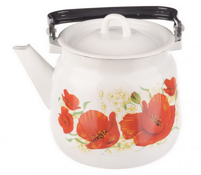 Чайник 3,5л сферический Маки белый с петлей С2716*67  *4
