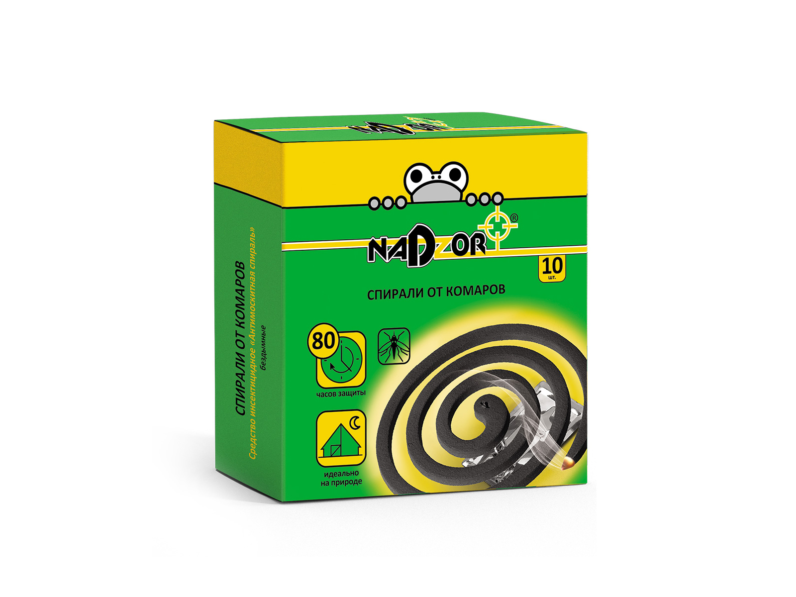 NADZOR Спирали от комаров малодымные без запаха черные 10шт *60