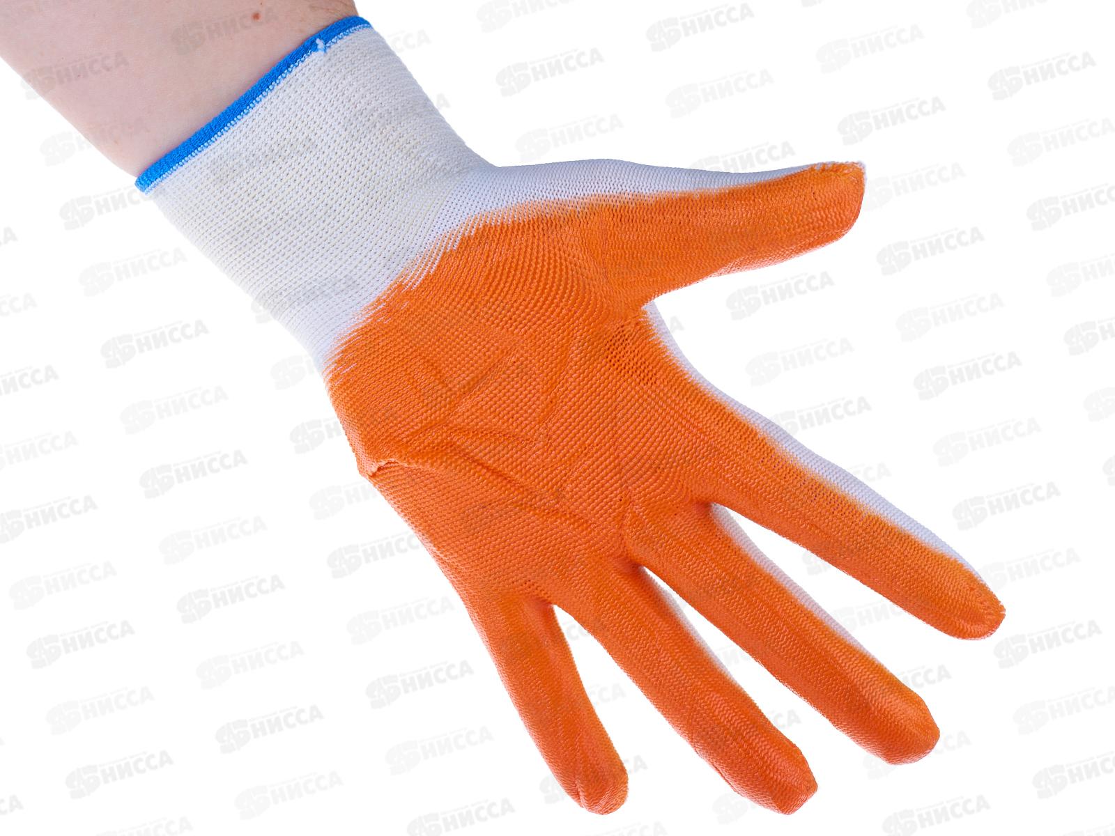 Перчатки нейлоновые №8 тонкие бело/оранжевые №8 *12/960