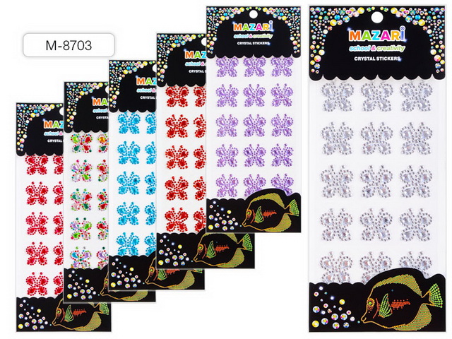 Наклейки-стразы акриловые  ,бабочки 15шт.М-8703 асс*12