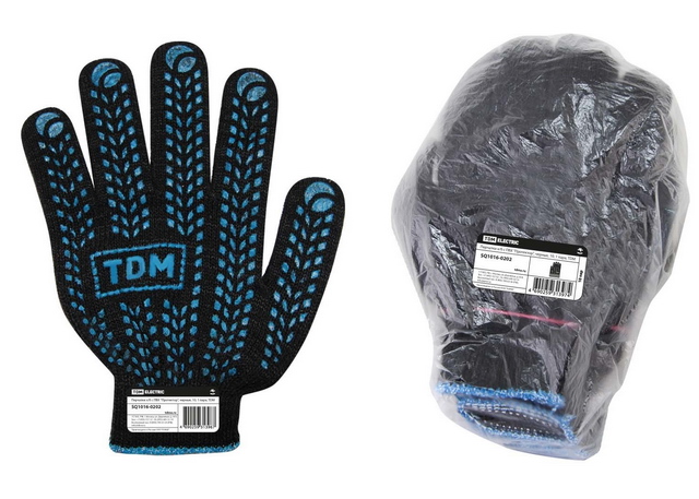 Перчатки хлопчатобумажный с ПВХ &quotПротектор&quot, черные, TDM *10/250