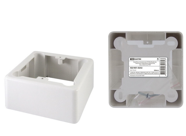 Установочная коробка ОП 85х85х42 мм, 1-местная, подъемная, белая, IP20, TDM *44