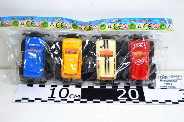 Машинка 930 4шт с заводной механический пластик (044304)  Ж