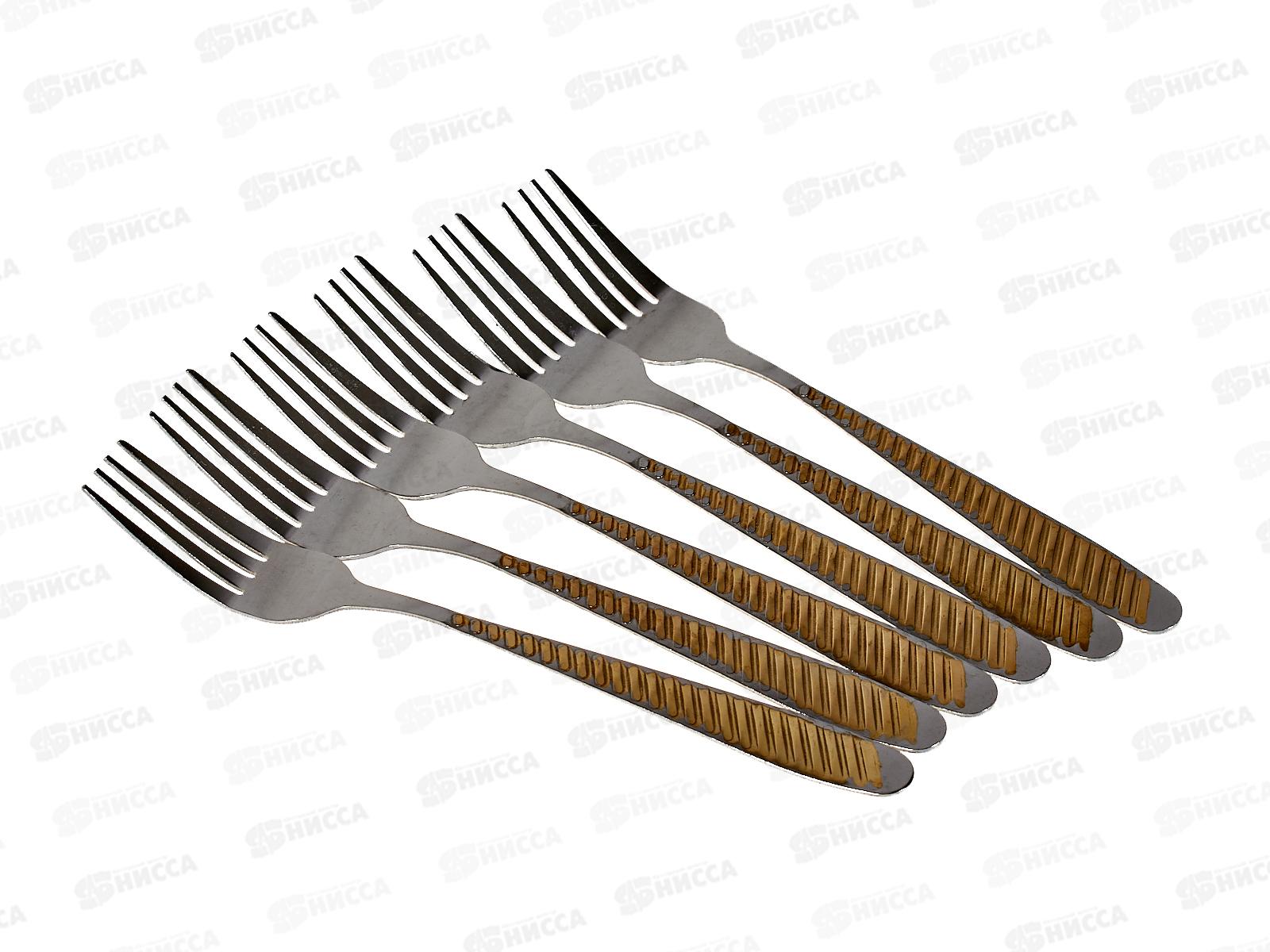 Вилка столовая 6шт с узором,позолота (047251)  Ж