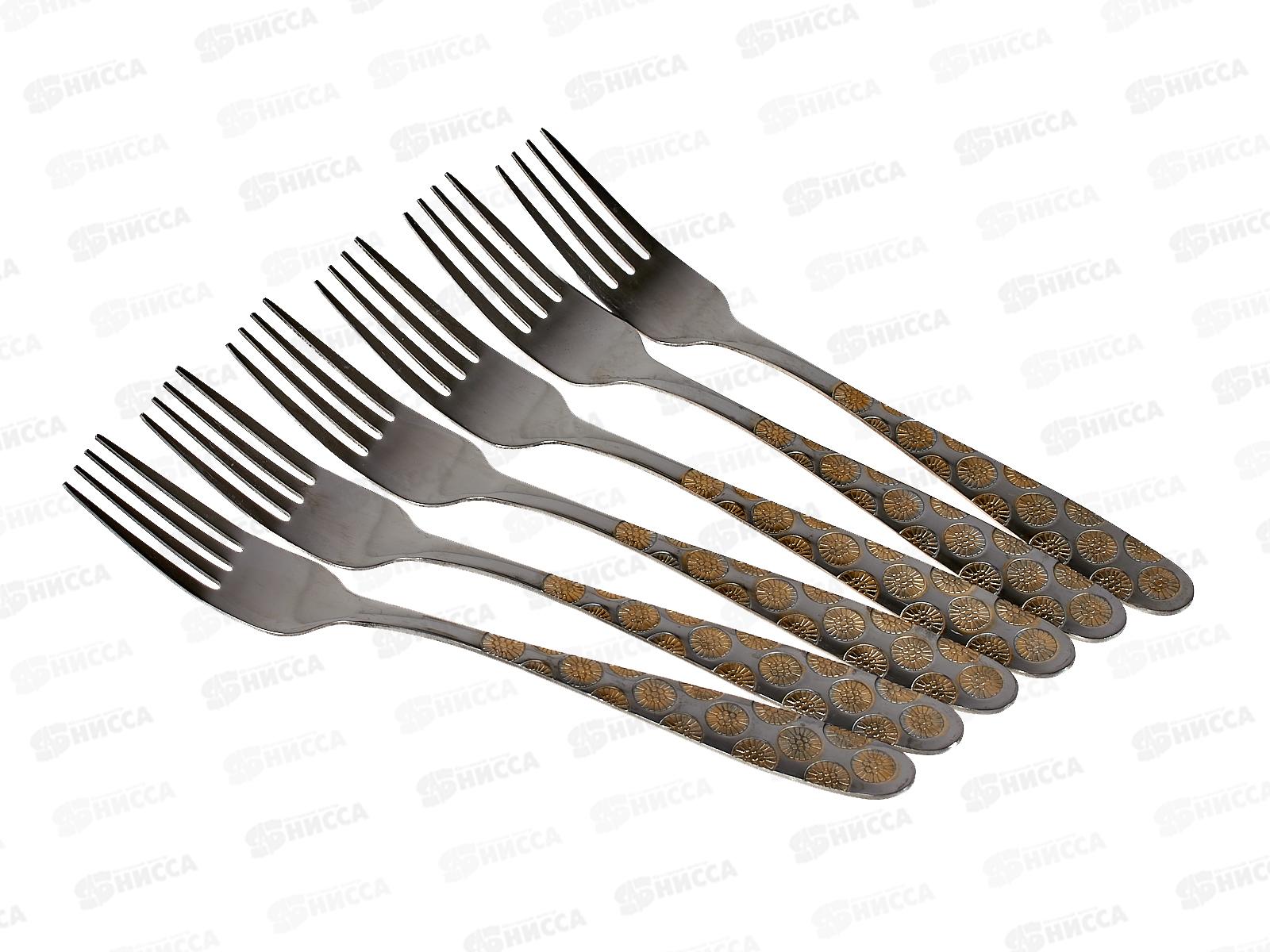 Вилка столовая 6шт с узором,позолота (047254)  Ж