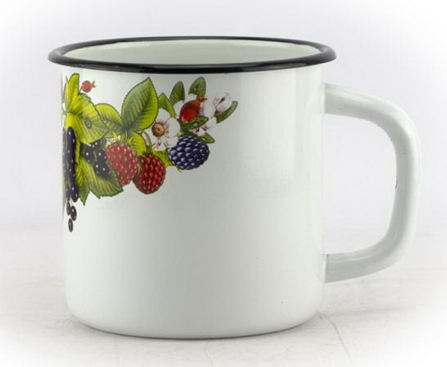 Кружка 1,0л 01-0107/4 эмалированная белая с рисунком *18