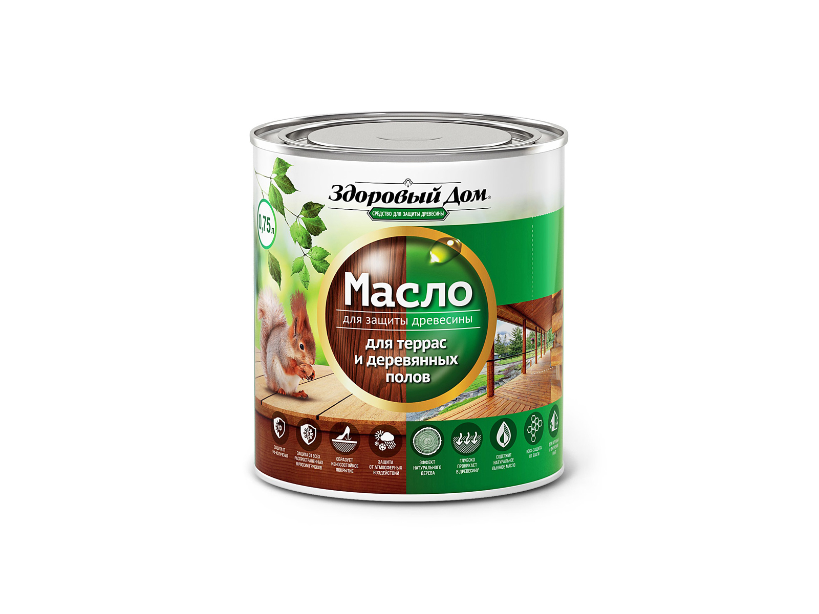 Здоровый Дом масло для террас и деревянных полов,  0.75л, палисандр *6