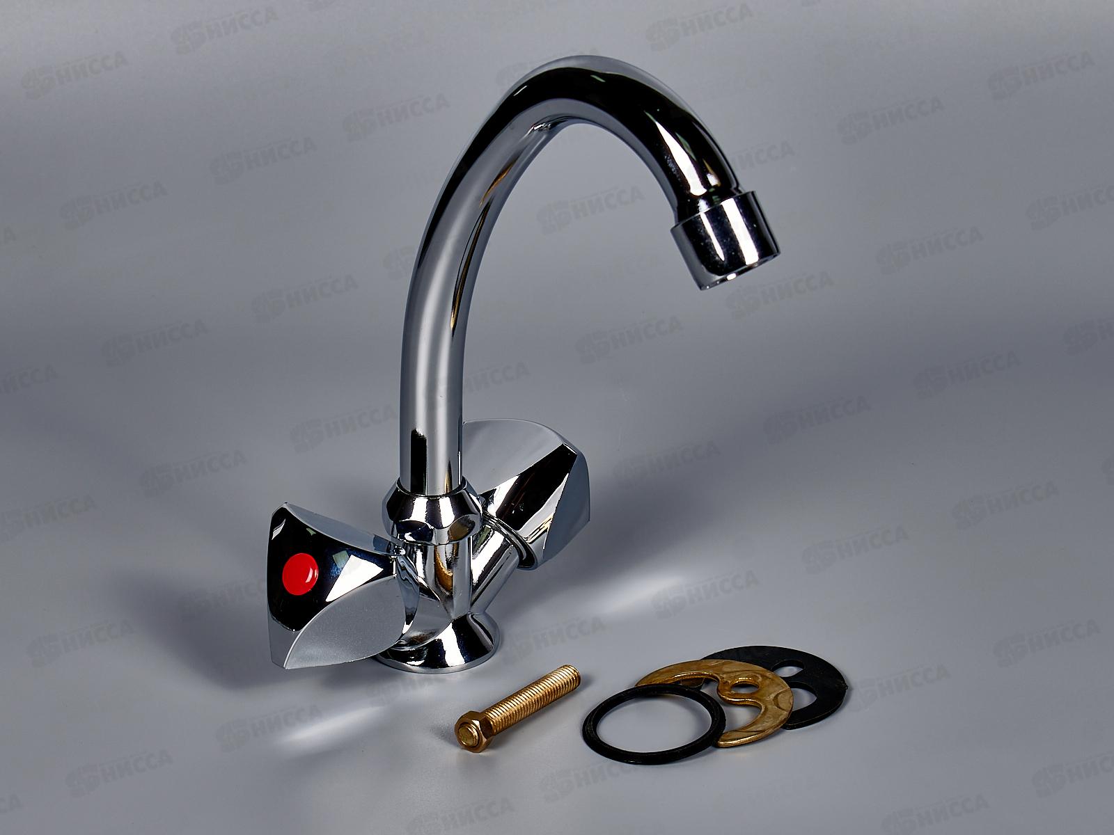 Смеситель елочка 1/2 керамика Омега 3306 маховик Люсия (крепление под шпильку) *20