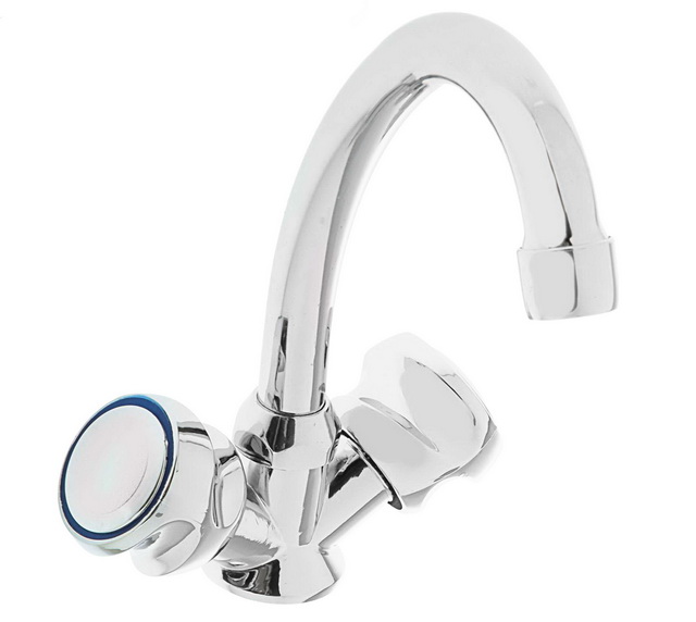 Смеситель елочка 1/2 керамика Омега 3306-2 маховик Родео (крепление под шпильку) *20