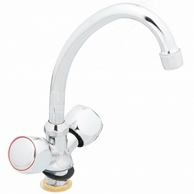 Смеситель елочка 1/2 керамика Омега 3310-4 маховик Титан (крепление под гайку) *20