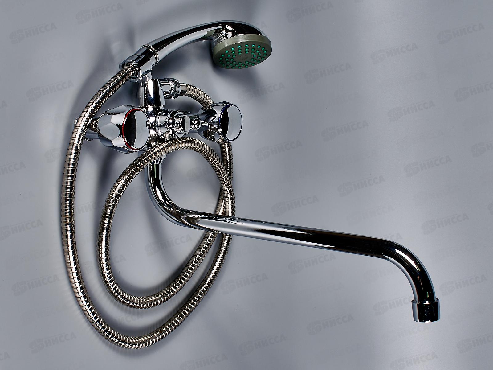 Смеситель для ванны ЗП Глобо металлический шланг, керамика 276107с