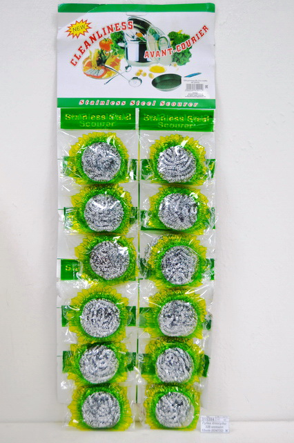 Губка для посуды 329 металлическая 12шт (034732)  Ж*80