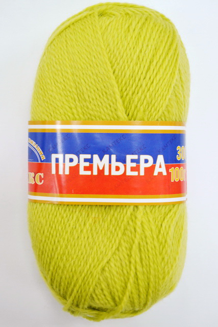 Пряжа Премьера шерсть 100% 100гр 300м цитрон 202 *10