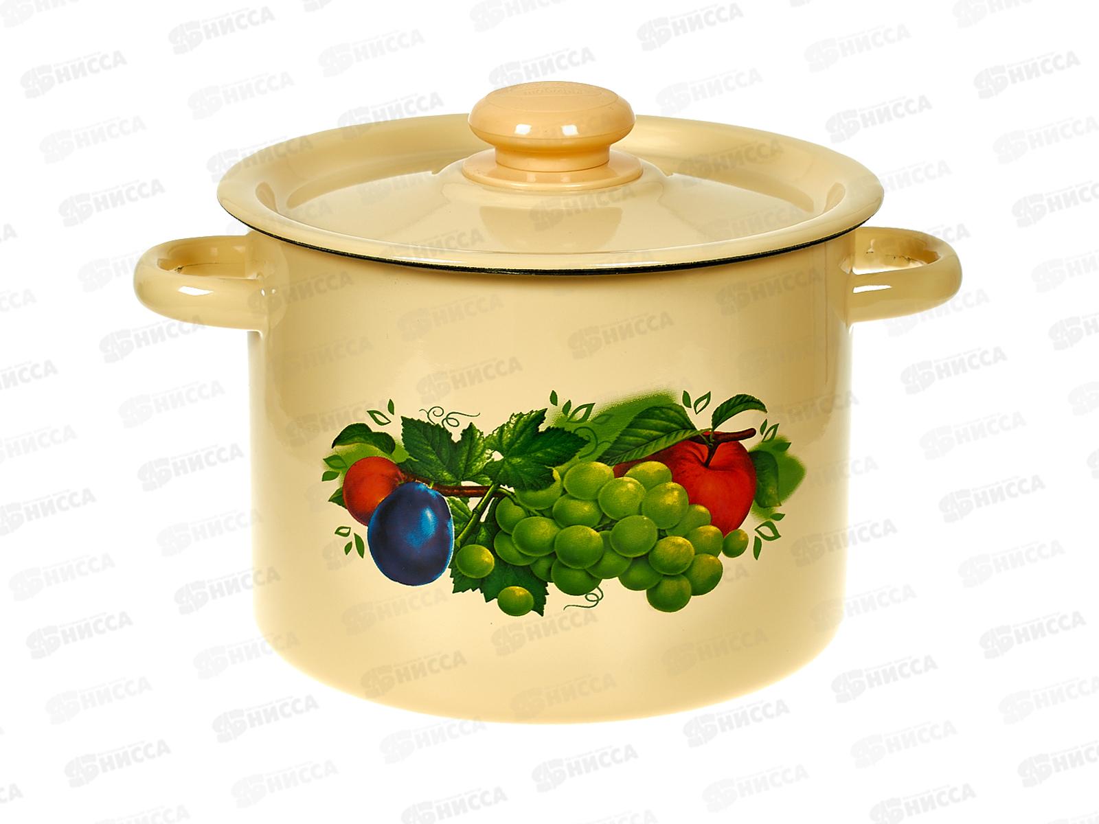 Кастрюля 3,5л цилиндрическая декорированная палевая с пластмассовой кнопкой  С1612.3П  *4