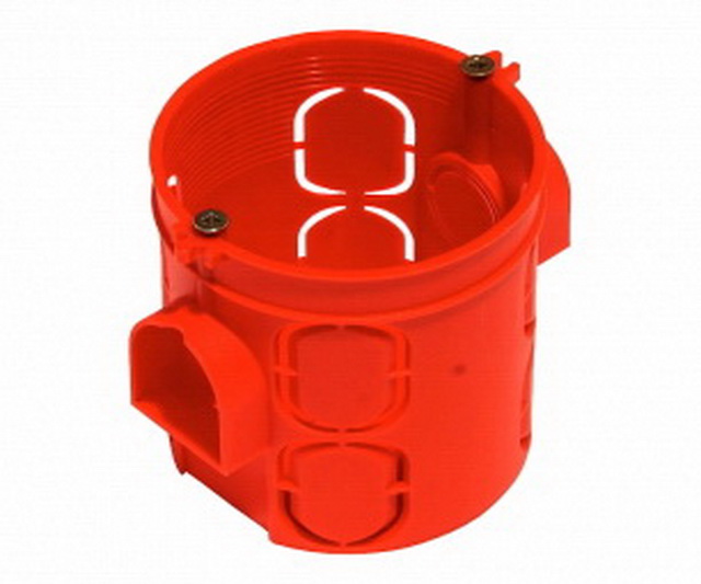 Установочная коробка СП D68х62мм, углубленная, саморезы, стыковочные узлы, красная, IP20, TDM арт 1106