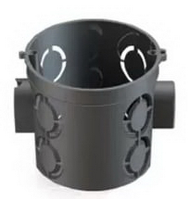 Установочная коробка СП D68х62мм, углубленная, саморезы, стыковочные узлы, черная, IP20, TDM, 1105