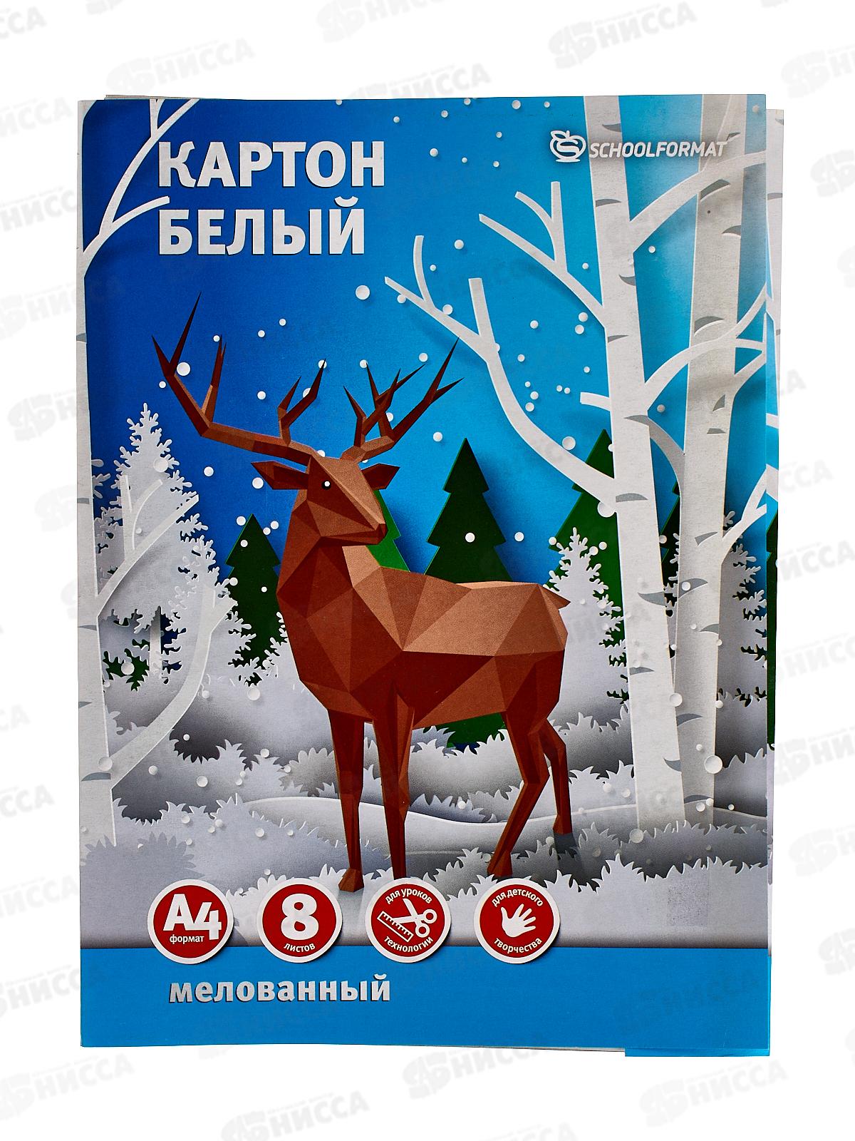 Картон белый А4 8листов schoolФОРМАТ школьный, КБМ8А4-ШК *50