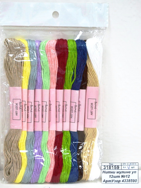 Нитки мулине уп 12шт №12 АртУзор 4338590