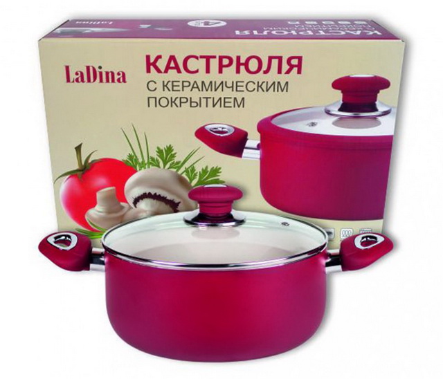 Кастрюля 3,0л Ladina с керамическим покрытием 52103 *12