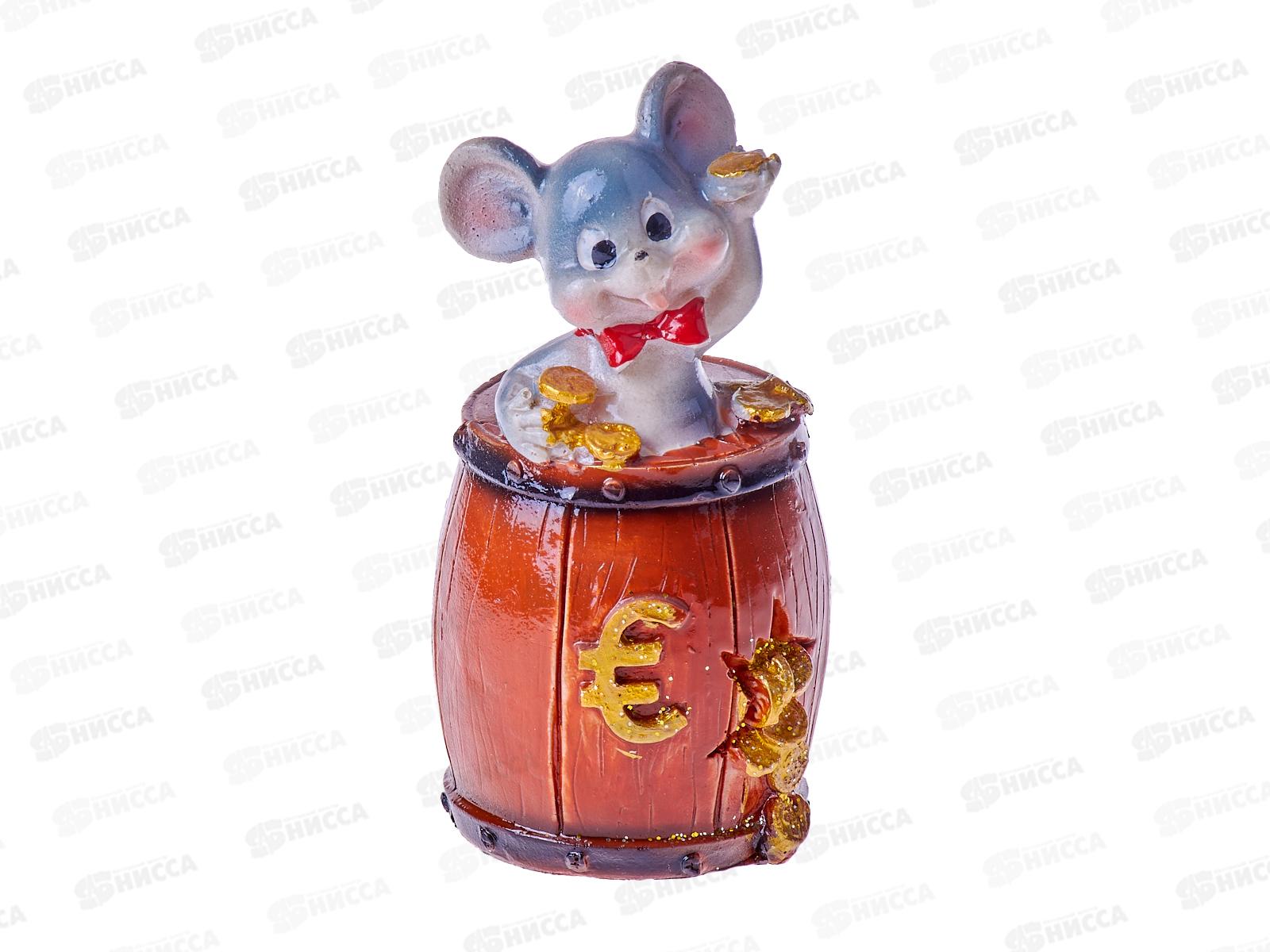 Сувенир "Мышь в бочке с монетами&quot14*7см микс 4285357
