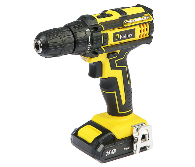 Дрель-шуруповерт аккумуляторный 14,4В, 0-400/ 0-1450об/мин, Li-ion 2Ач, патрон быстрозажимной 0.8-10мм, Kolner KCD 14,4/2L *5